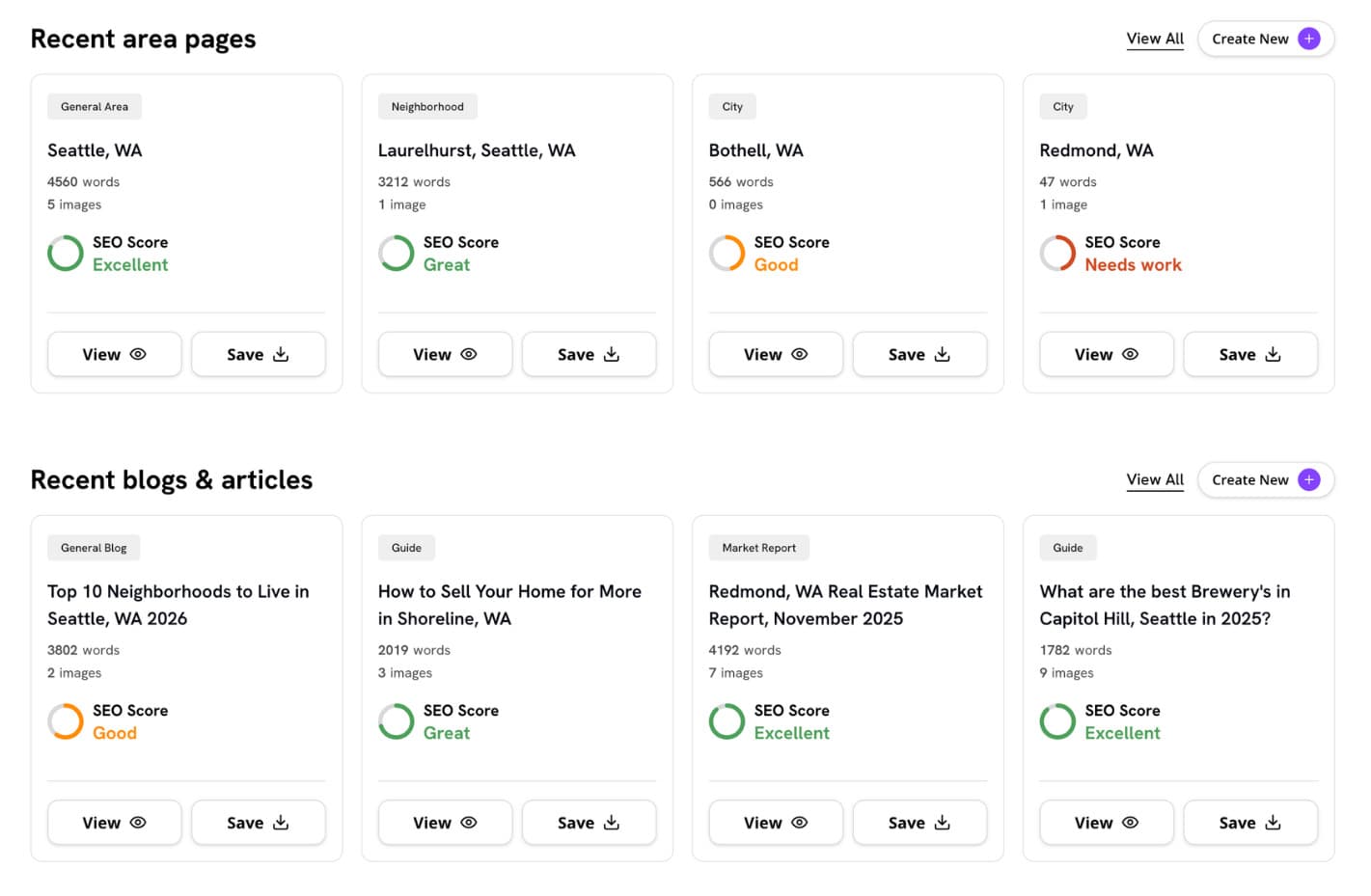 RealSEO.ai dashboard